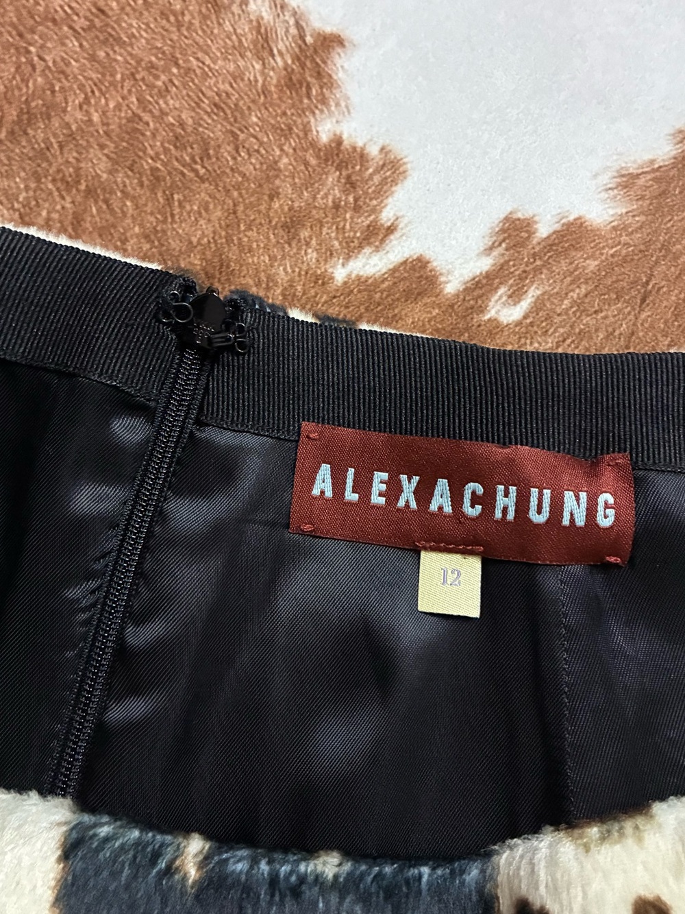Alexa Chung Furry Cow Print Mini Skirt - Picture 7 of 9